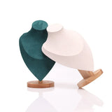 Jewelry Bust Display Stand Necklace Mannequin Model Wooden Base