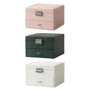2 Layer Jewelry Case Jewellery Holder with Removable Tray Organizer for Women