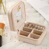 Zipper Jewelry Case for Women with Mirror