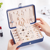 Buttoned Jewelry Box Earring Holder Makeup Organizer