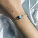 925 Silver Larimar Woman Bangle Crystal Bracelet Gift