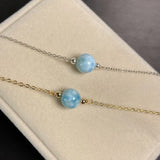 925 Silver Larimar Woman Bangle Crystal Bracelet Gift