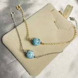 925 Silver Larimar Woman Bangle Crystal Bracelet Gift