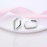 925 Silver Double Hoop Earrings with Pave Studs
