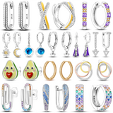 925 Silver Double Hoop Earrings Pave Stud Wedding Gift For Women