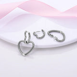 925 Silver Double Hoop Earrings Pave Stud Wedding Gift For Women