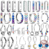 925 Silver Double Hoop Earrings Pave Stud Wedding Gift For Women