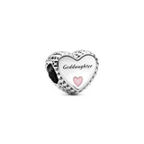 Mother Daughter Heart Dangle Charms 925 Silver for Bracelet Necklace