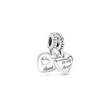 Mother Daughter Heart Dangle Charms 925 Silver for Bracelet Necklace