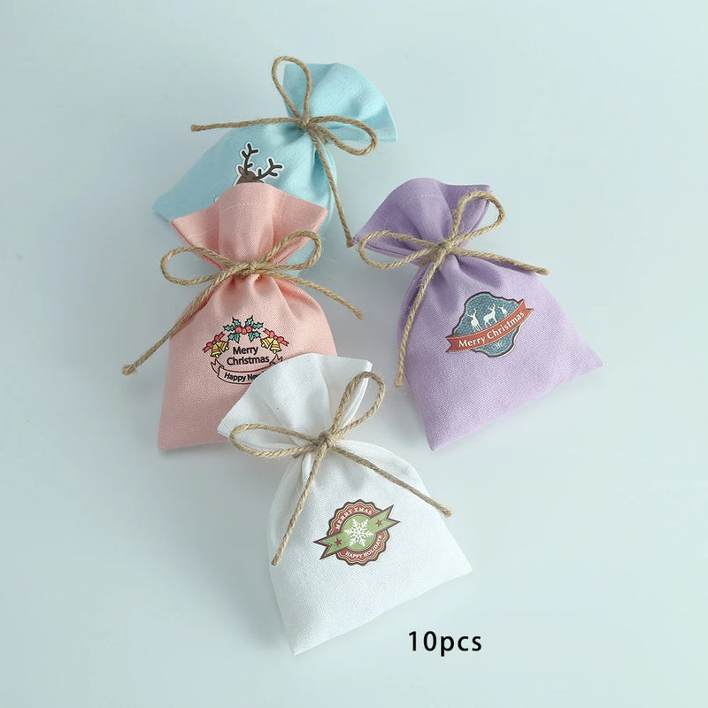 Christmas Pattern Jewelry Cotton Bag - Gift Bag with Logo Print
