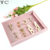 Pink Velvet Jewelry Display Stand for Rings and Necklaces