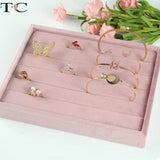 Pink Velvet Jewelry Display Stand for Rings and Necklaces