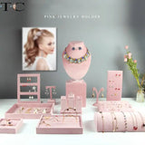 Pink Velvet Jewelry Display Stand for Rings and Necklaces