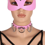 Gothic Choker Punk Necklace Chain O-Ring Jewelry BDSM Harness