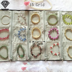 PVC Grid Earring Storage Bag Pendant Roll Bracelet Chain Lattice