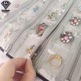 PVC Grid Earring Storage Bag Pendant Roll Bracelet Chain Lattice