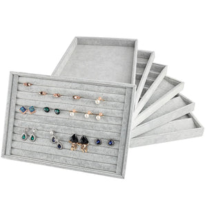 Gray Jewelry Display Box for Earrings Bracelets Necklaces