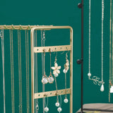 Multi-hook Jewelry Holder Stand Golden/Black Metal