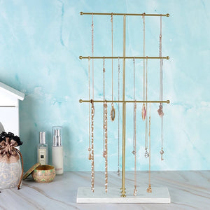 Jewelry Display Holder Necklace Bracelet Pendant Hanging Stand with Tray