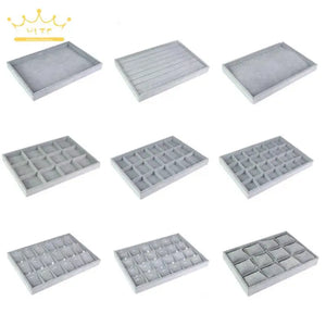 Ice Velvet Jewelry Display Tray Ring Watch Pillow Pendant Grid Plate