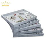 Ice Velvet Jewelry Display Tray Ring Watch Pillow Pendant Grid Plate