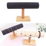Wooden Jewelry Display Rack Organizer T Bar Holder for Necklaces and Watches