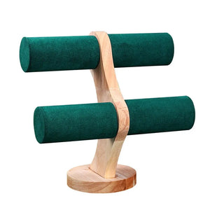 2-Layer Wood Jewelry Display Stand for Watches Bracelets Hair Accessories