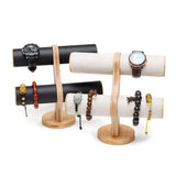 2-Layer Wood Jewelry Display Stand for Watches Bracelets Hair Accessories