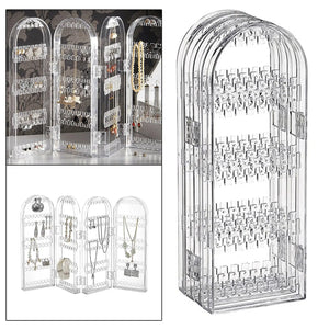 Clear Acrylic Jewelry Display Stand 240 Holes Double Sided Hanging Rack