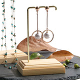Boho Jewelry Display Stand Wood Base High Girls Store Decor