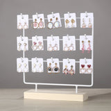 Wooden Jewelry Display Stand Earrings Necklace Storage Rack with Hooks