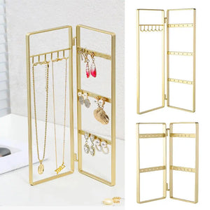 Multi-hooks Golden Metal Jewelry Display Stand