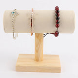 Wooden Jewelry Display Stand Holder T Bar Bracelets Anklets Watches Tray