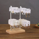 Jewelry Display Stand Metal Earring Rack Wooden Necklace Holder