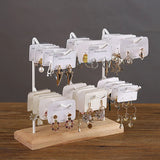 Jewelry Display Stand Metal Earring Rack Wooden Necklace Holder