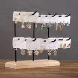 Jewelry Display Stand Metal Earring Rack Wooden Necklace Holder