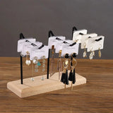 Jewelry Display Stand Metal Earring Rack Wooden Necklace Holder