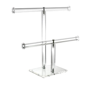 Clear Acrylic 2-Tier Jewelry Display Stand for Trade Store Exhibit