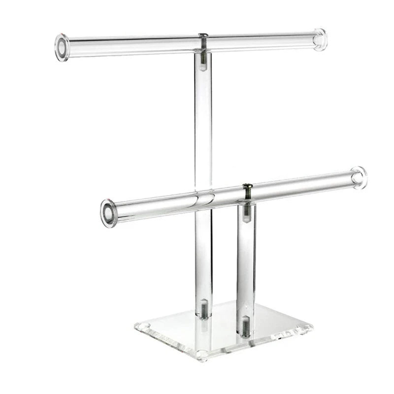 Clear Acrylic 2-Tier Jewelry Display Stand for Trade Store Exhibit