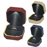 Octagonal LED Light Ring Jewelry Storage Box Organizer Valentine Gift Case