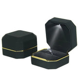 Octagonal LED Light Ring Jewelry Storage Box Organizer Valentine Gift Case