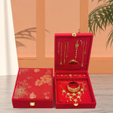 Red Jewelry Display Storage Case with Lock, Soft Touch