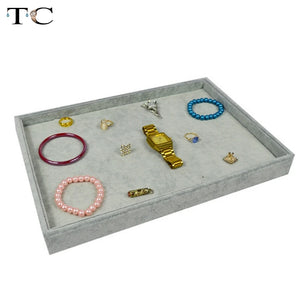 Grey Velvet Jewelry Display Tray 35*24cm for Rings, Bracelets Organizer