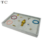 Grey Velvet Jewelry Display Tray 35*24cm for Rings, Bracelets Organizer