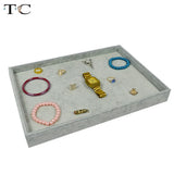 Grey Velvet Jewelry Display Tray 35*24cm for Rings, Bracelets Organizer