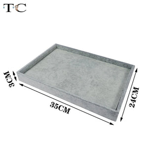 Grey Velvet Jewelry Display Tray 35*24cm for Rings, Bracelets Organizer