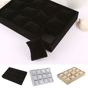 Flocking Cushion Jewelry Display Tray Wedding Ring Earring Holder