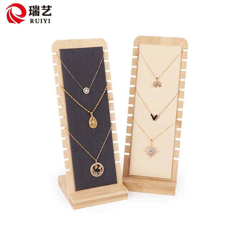 Wood Necklace Display Shelf 12 Slot Jewelry Holder