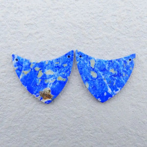 Lapis Lazuli Gemstone Double Holes Earrings For Women 30x26x3mm