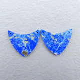 Lapis Lazuli Gemstone Double Holes Earrings For Women 30x26x3mm